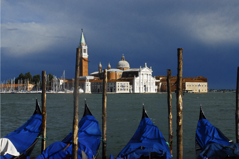 a shot of a church on the Venice canal