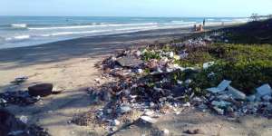 an image representing plastic waste pollution on a beach