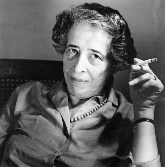 Hannah Arendt smoking a cigarette