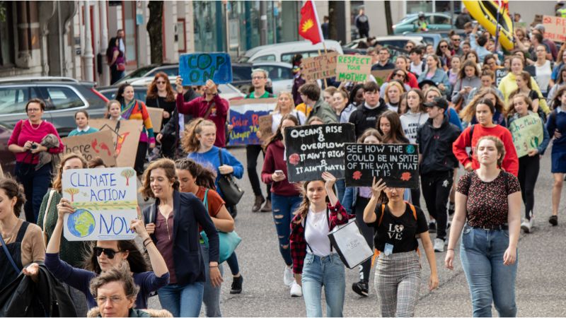 a student rally for climate justice