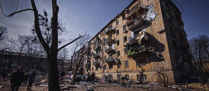 a bombed our residential building during the ukraine war