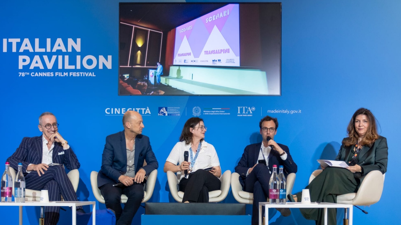 a panel conversation at the Cannes Film Festival's Italian Pavillion