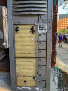 The doorbell for 222 Bwery and Giorno Poetry Systems