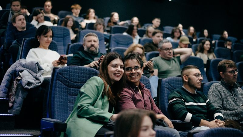 The crowd inside the theater at Moldox