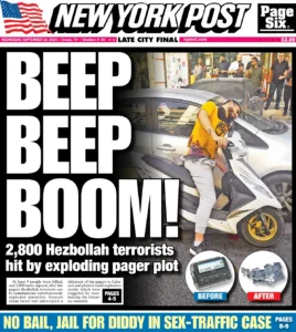 The cover for the September 18, 2024 New York Post cover